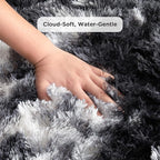 Andency Soft Area Rugs for Living Room Bedroom, 4x6 Fluffy Shaggy Bedside Rug, Non-Slip Large Shag Fuzzy Plush Carpets for Bedroom Kids Dorm Nursery Home Decor Aesthetic, Tie-Dyed White Black