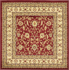 Unique Loom Voyage Collection Traditional Oriental Classic Intricate Design Area Rug (4' 0 x 4' 0 Square, Red/Gold)