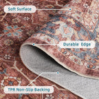 Dripex Vintage Washable Area Rug - 4x6 Distressed Rugs for Living Room Bedroom Oriental Medallion Floral Print Carpet Low-Pile Indoor Soft Non-Slip Accent Rug Farmhouse Office Home Decor