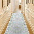 Fame Living Washable Area Rug. Modern Farmhouse. Vintage. Turkish. Bohemian. Distressed. Oriental. Traditional. Rugs for Living Room. Dining. Bedroom. Office. Entryway. Foyer. (856GrnCrm, 2'5" x 13')