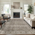 5x7 Washable Rug for Living Room Large Vintage Distressed Bedroom Rug Low Pile Non-Slip Soft Boho Carpets for Bedroom Dining Room Home Office Indoor Nursery Antique/Moss