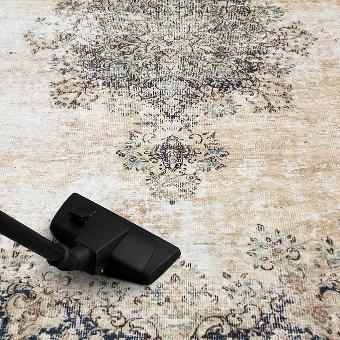 Keen Home Design 6x9 Rug - Machine Washable Area Rug with Non-Slip Backing, Ideal for Living Room, Dining Room, Bedroom - Vintage, Easy Clean, Durable, Low Pile - (6' x 9')