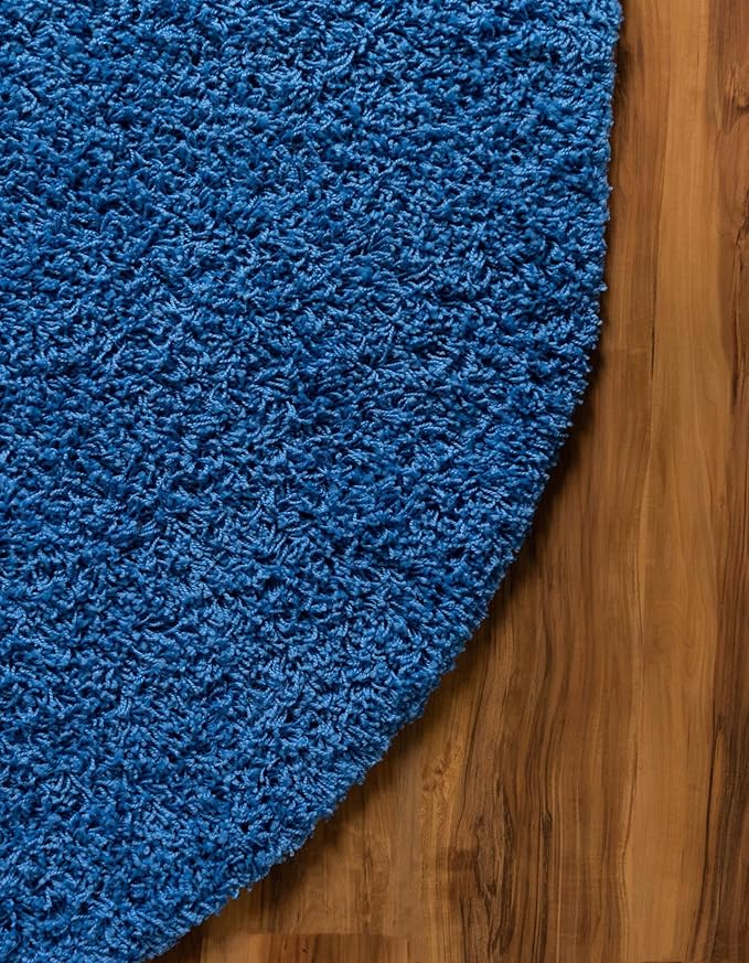 Unique Loom Solid Shag Collection Area Rug (5' 3" x 8' Oval, Periwinkle Blue)