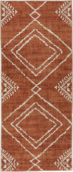 ReaLife Rugs Machine Washable Area Rug Runner - Living Room Bedroom Bathroom Kitchen Entryway Office - Padded Low Pile Stain Resistant Premium - Moroccan Diamond Tribal - Jax - Orange 2'6" x 8'
