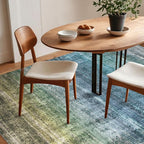 Kokia Abstract Area Rugs 6x9 Boho Washable Distressed Retro Indoor Floor Rug Multicolor Low Pile Non-Slip Non-Shedding Blue Carpet Bedroom Living Room Dining Room, Oslo Teal