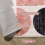 MUJOO Pink Washable Rugs 9x12,Boho Area Rugs for Living Room Bedroom Dining Room,Large Throw Floor Carpet Non Slip Soft Modern Abstract Pink and Grey