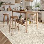 9x12 Area Rugs for Living Room, Non Slip Machine Washable Vintage Rugs, Low Pile Lightweight Large Rug for Bedroom, Dining Room, Home Office Beige