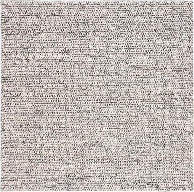 Safavieh Natura Collection Area Rug - 10' Square, Light Grey & Ivory, Handmade Wool Blend, Textured Design, Ideal for Living Room, Bedroom, Dining Space (NAT620G)
