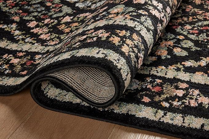 Loloi Rifle Paper Co. Laurel Collection LAU-04 Black/Multi 2'-8" x 10' Runner Rug