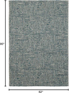 FH Home Outdoor Rug - Waterproof Easy to Clean Stain Resistant - Patio Indoor Outdoor Porch Deck Balcony Entryway - Geometric Modern - Budapest - Aqua - 5ft 2in x 7ft 6in