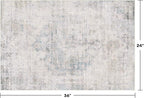 Blue and Gray 2x3 Washable Rug for Entryway Indoor, Kitchen Floor Waterproof, Bathroom, Powder Room, Non Slip Low Pile Stain & Fade Resistant Small Throw Rug, Modern Abstract Decor