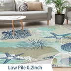 Tritard Coastal Area Rugs Nautical Beach Themed Non-Slip Machine Washable Rugs Modern Floor Carpet for Living Room Bedroom, 4x6, Navy