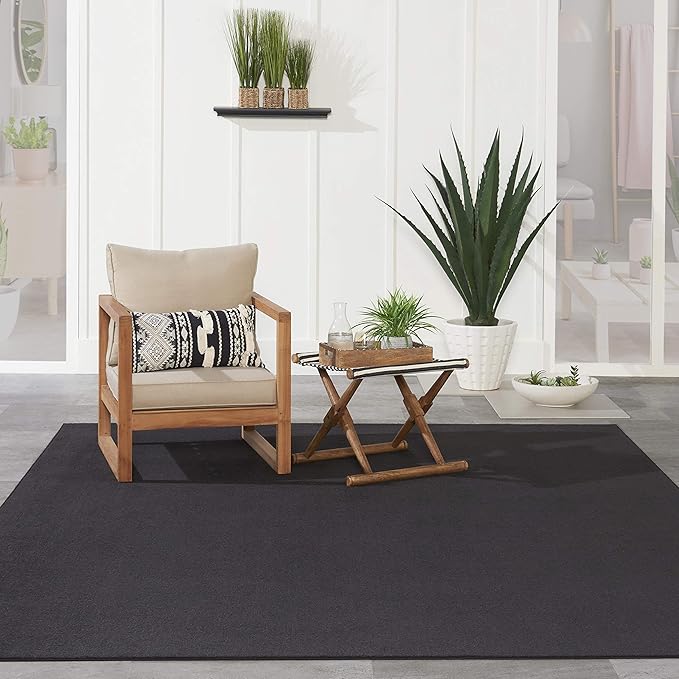 Nourison Home Nourison Essentials Black 8' x 10' Area Rug - Easy Clean, Non Shedding, Bed Room, Living Room, Dining Room, Kitchen (8' x 10')