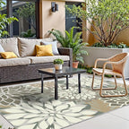 3x5 Washable Rug for Living Room Tropical Botanical Modern Floral Chenille Area Rugs Low Pile Non Slip Carpet for Patio, Bedroom, Laundry, Taupe