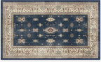 RUGGABLE Washable Vintage Area Rug – Verena Sapphire 3x5, Stain-Resistant, Non-Slip – Small Machine Washable Rugs for Living Room, Bedroom, Hallway, Entryway & Office–with Cushioned Pad