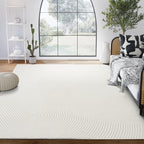 Abani Cream Area Rug 8' x 10' for Living Room, Bedroom - Zen Reiki Circles Pattern - Durable & Easy to Clean