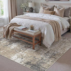 6x9 Abstract Area Rug Brown Washable Modern Neutral Living Room Carpet Non Slip Ultra Soft Low Pile Contemporary Bedroom Large Rug Indoor Office Dining Room Under Table Playroom