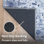 Bloom Rugs Washable Non-Slip 8' x 10' Rug - Gray/Blue Traditional Medallion Area Rug for Living Room, Bedroom, Dining Room, and Kitchen - Exact Size: 8' x 10'