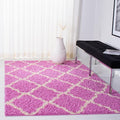 SAFAVIEH Dallas Shag Collection Area Rug - 6' x 9', Pink & Ivory, Trellis Design, Non-Shedding & Easy Care, 1.5-inch Thick Ideal for High Traffic Areas in Living Room, Bedroom (SGD257I)