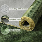 Tepook Modern Area Rug for Living Room, 5x7 Geometric Large Rugs for Bedroom, Washable Patchwork Rug Indoor Non-Slip Throw Carpets for Dining Room Office Farmhouse Home Decor, Green