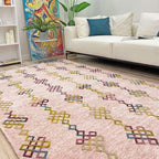Alfa Rich 5x8 Light Pink Washable Area Rugs for Living Room Bedroom Kitchen Girls Decor Cotton Rug
