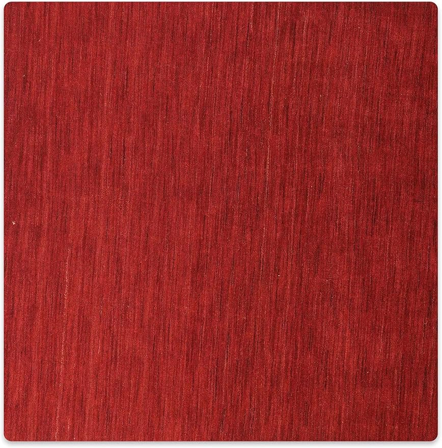 Hand Knotted Loom Wool ECO-Friendly Area Rugs - 10'x10', Square, Red Color, Solid Plain Design, High Pile Thick Handmade Anti Skid Area Rugs for Living Room, Bed Room (L00111)