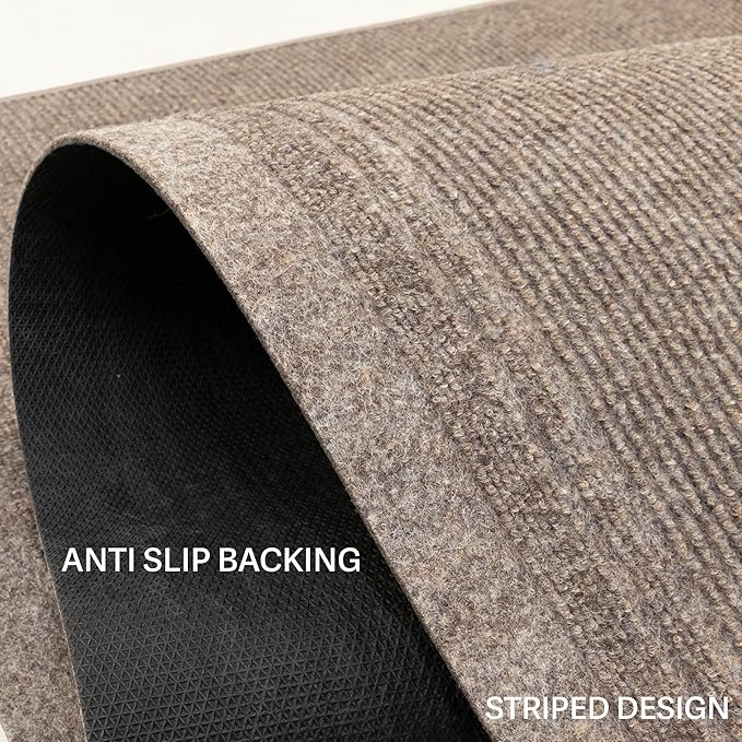 English Home Custom Size Anti Slip Striped Design Light Weight Durable TPR Backing Thin Pile Runner Rug (26" x 50')