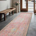 GLN Rugs Traditional Collection - Machine Washable Area Rug, Traditional Washable, Non Slip, Low Pile Chenille Rug, Living Room, Bedroom, Kitchen Rug (2'6" x 10' Pink/Cream)