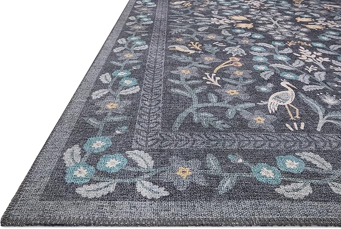 Loloi Rifle Paper Co. Maison Collection MAO-01 Nightingale Black 7'-6" x 9'-6", .19" Pile Height, Area Rug