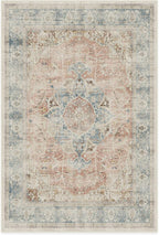 RUGGABLE Washable Vintage Area Rug – Sarrah Coral 6x9, Stain-Resistant, Non-Slip – Medium Machine Washable Rugs for Living Room, Bedroom, Hallway, Entryway & Office–with Cushioned Pad