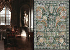 RUGSURE Washable Area Rugs - Perfect for Living Room, Bedroom, Kids Room, Nursery - Stain & Water Resistant Non-Slip, Pet & Child Friendly, Vintage Tribal Area Rugs (Green, 3' x 5 ')