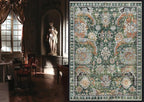 RUGSURE Washable Area Rugs - Perfect for Living Room, Bedroom, Kids Room, Nursery - Stain & Water Resistant Non-Slip, Pet & Child Friendly, Vintage Tribal Area Rugs (Green, 4' x 6')