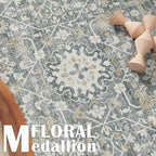 jinchan Runner Rug 2x6 Washable Hallway Rug Distressed Gray Multi Vintage Floral Runner Kitchen Floor Cover Indoor Mat Retro Entryway Living Room Bedroom Office Farmhouse Grey