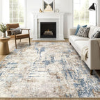 10x14 Area Rugs Living Room: Washable Large Abstract Modern Soft Rug Stain Resistant Indoor Floor Non Slip Accent Carpet for Bedroom Nursery Playroom Office Dining Room Dorm Home House- Blue
