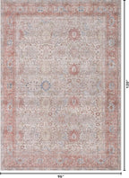 Kuden 8x10 Large Area Rug, Machine Washable Area Rug with Non-Slip Backing, Vintage Style, Soft, Easy Clean, Low Pile Rug for Living Room, Bedroom, Dining Room