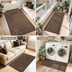 BEQHAUSE Door Mat 24" x 60", Non-Slip Door Mats Indoor Entryway Rugs Washable Low-Profile Absorbent and Stain Resist Floor Mats, Dog Door Mat for Front Back Door, Muddy Wet Shoes & Paws, Brown
