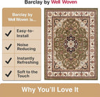 Well Woven Barclay Collection Medallion Kashan Green 2x7 Runner Rug - for Hallways, Kitchens, and Entryways