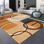 Modern Wavy Circles Area Rug 6x9ft, Geometric Design Low Pile Carpet, Soft & Non-Slip Washable Mat for Living Room, Bedroom, Dining Room
