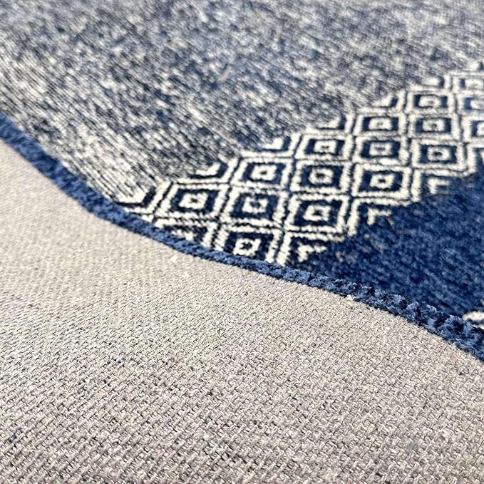 Alfa Rich 4x6 Navy Blue Washable Area Rugs for Living Room Bedroom Kitchen Cotton Pet Friendly Rug