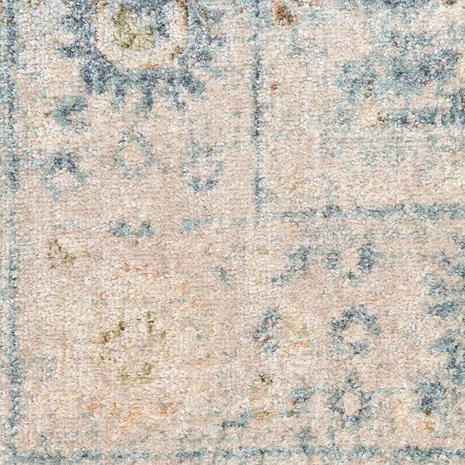 Nourison Home Astra Machine Washable Teal Beige 6'7" x 9' Area Rug Easy Clean, Non Shedding, Bed Room, Living Room, Dining Room, Kitchen (7' x 9')