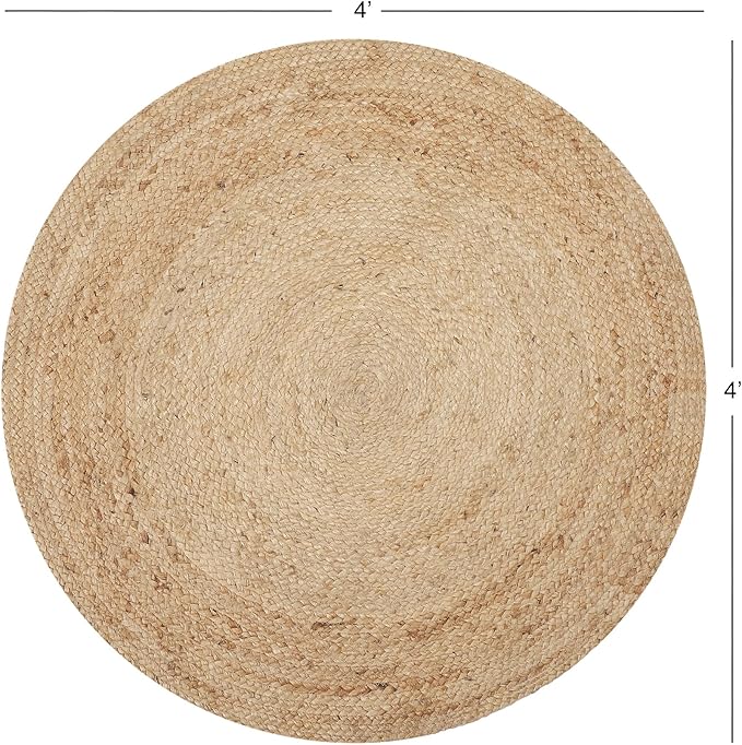 REDEARTH · Round Area Rug - 4 Feet Braided Natural Jute with Non-Skid Backing - Handwoven Boho Rug for Bedroom, Kitchen, Living Room Aesthetic Home Decor - Durable Handmade Rug, Set of 2, Set of 2