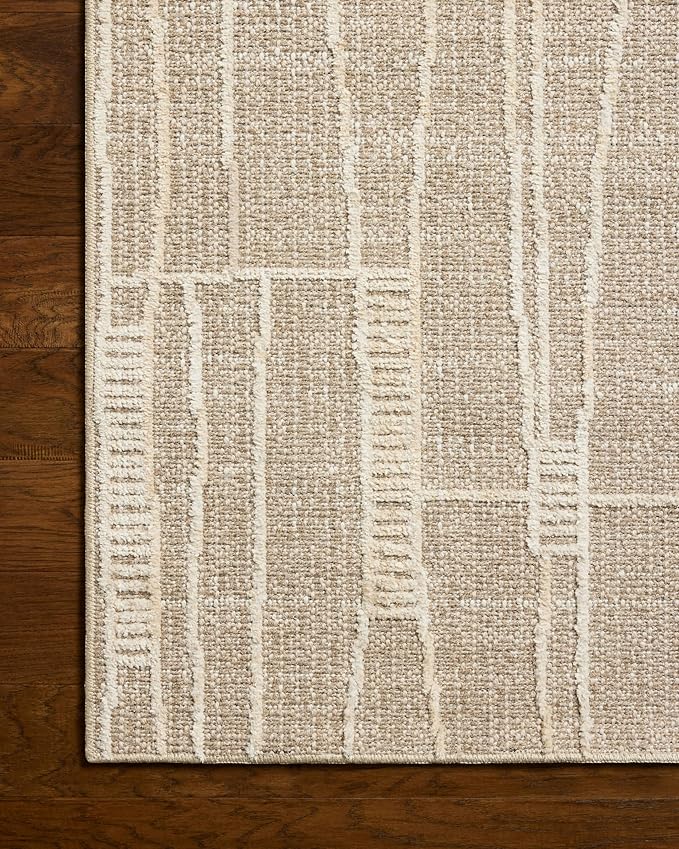 Loloi Amber Lewis Bexley Collection BEX-05 Mushroom/Natural 7'-10" x 10' Area Rug Neutral, Textured, Living, Bedroom, Dining, Carpet