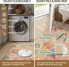 Bavni Washable Rug 5x7 Area Rug for Living Room Bedroom Dining, Washable Vintage Print Carpet, Ultra-Thin Chenille Low Pile Lightweight Rug with Non Slip Backing, Retro Multi
