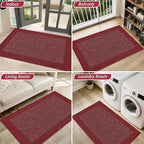 BEQHAUSE Indoor Door Mat 20" x 32", Dirt Trapper Door Mats Non-Slip Entryway Rugs Washable, Resist Dirt Absorbent Welcome Mat, Low Profile Floor Mats for Front Back Door and Entryway, Red