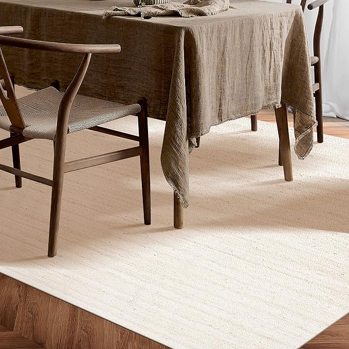 Hausattire Hand Woven Jute Braided Rug, 4'x6' – Off White, Reversible Boho Entry Area Rugs for Kitchen, Living Room I Farmhouse Indoor Outdoor Decorative Floor Rug, 48x72 Inches