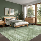 Olive Green Area Rug 8x10 Washable Non Slip Abstract Modern Farmhouse 8x10 Rug for Living Room Bedroom Dark Green Extra Large Carpet for Dining Room Under Table