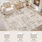 5x7 Area Rug Living Room Rugs - Washable Neutral Modern Abstract Soft Thin Large Rug Indoor Floor No Slip Rug Carpet for Bedroom Under Dining Table Home Office Decor - Dark Brown