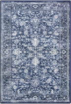 KILOCOCO Area Rug 5x7 Living Room Rug Washable Printed Vintage Floral Non Slip Soft Rubber Backed Indoor Bedroom Rugs for Laundry Room Kitchen Playroom Moroccan Area Rugs, Blue