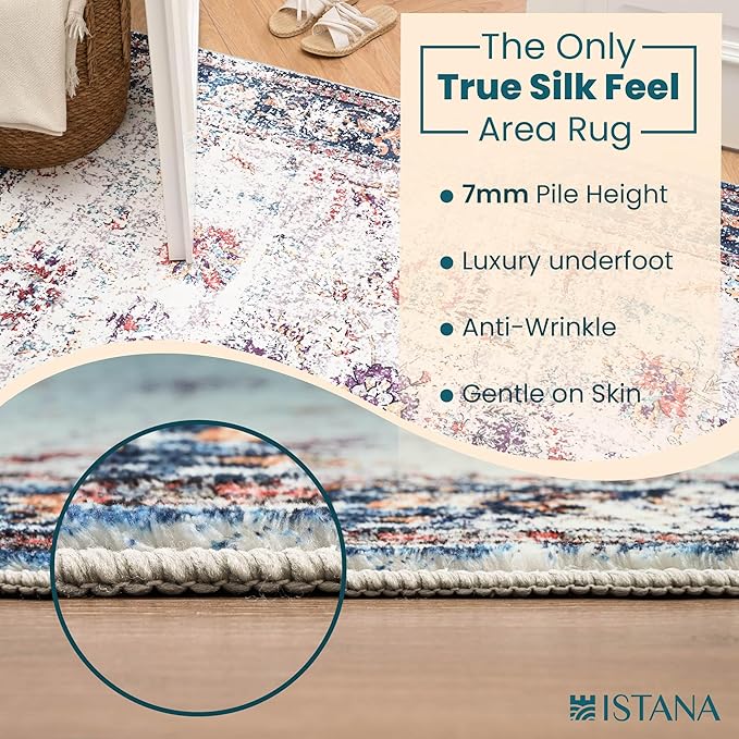 Istana Large Rug 9x12 - Multi Colors Living Room Rug Colorful - 12x9 Area Rug - Stain Resistant 12x9 Rugs for Living Room - Eco-Friendly Natural Fiber Rugs 9x12 - Large Boho Area Rug