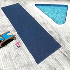 English Home Custom Size Non Slip Striped Design Durable PVC Non Slip Backing Tough Pile Runner Rug for Hallway, Outdoor, Indoor, Commercial, Residential, Pool, Office (Dark Blue, 26" x 06')